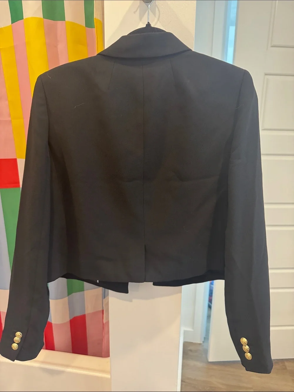 J. Crew Black Cropped Blazer with Gold Button